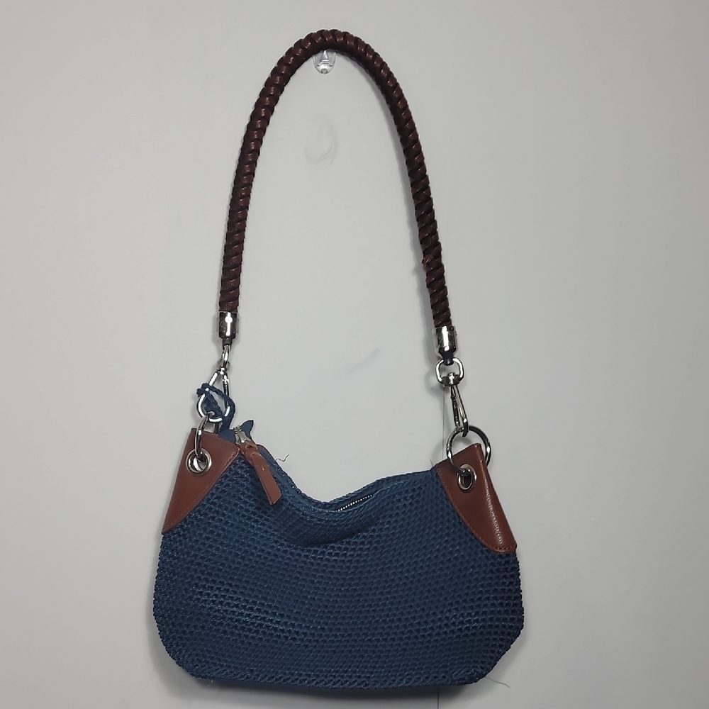 The SAK Woven Blue and Brown Shoulder Bag